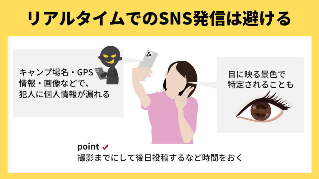 リアルタイムでのSNS発信は避ける