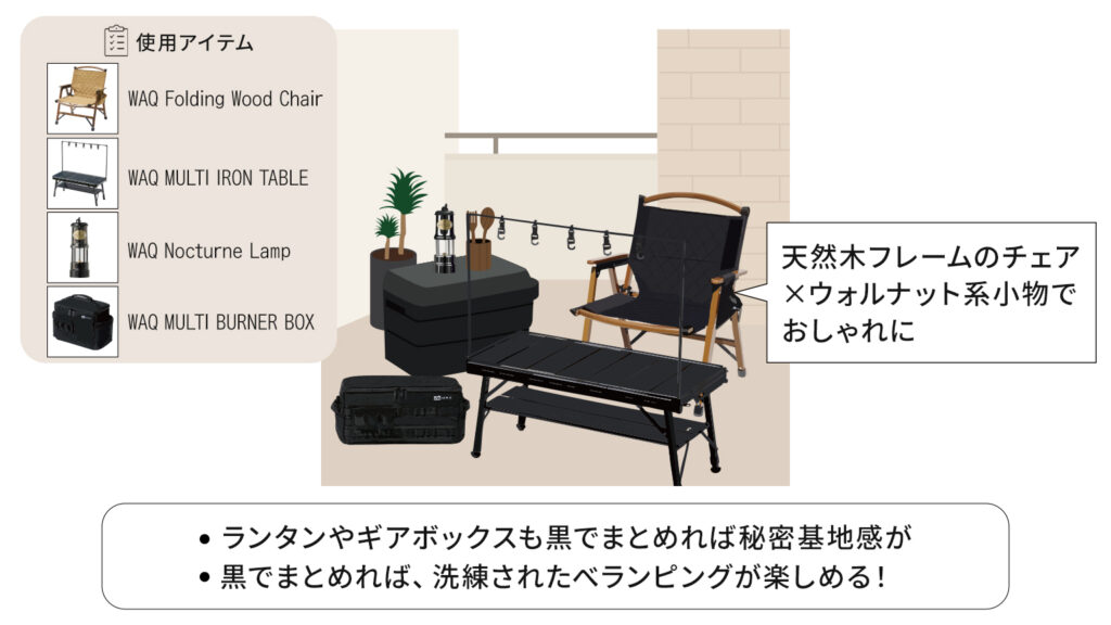 WAQ商品を使って自宅でブラックキャンプの事例